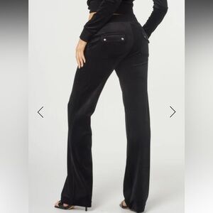 Juicy Couture BLACK COTTON VELOUR POCKETED TRACK pants